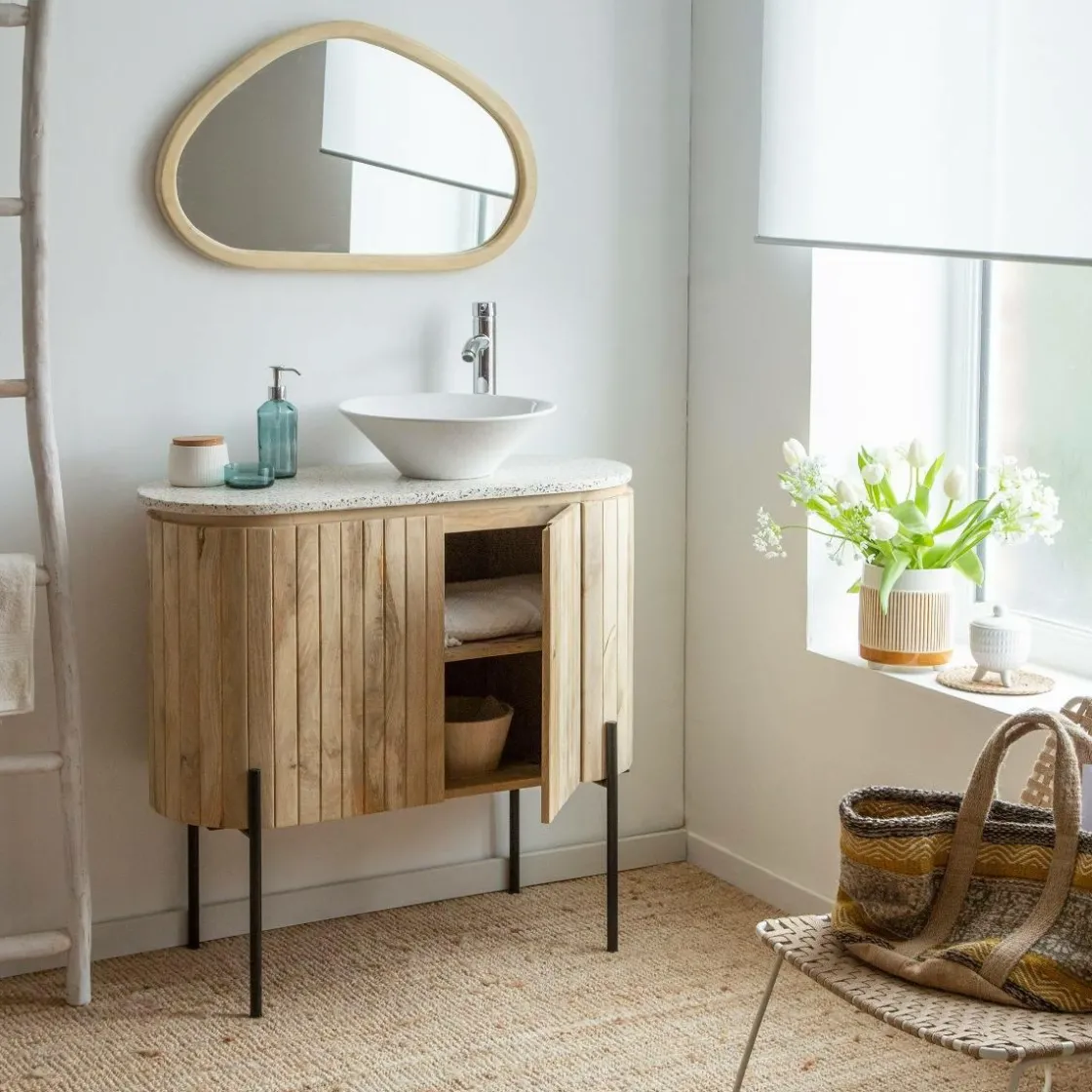 Made in Meubles Meuble Sous Vasque<Meuble sous vasque en bois de manguier et terrazzo Lou