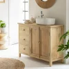 Made in Meubles Meuble Sous Vasque<Meuble sous vasque en bois de manguier blanchi Ronan