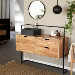 Made in Meubles Meuble Sous Vasque<Meuble sous vasque en bois d'acacia et métal Ninon