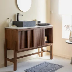 Made in Meubles Meuble Sous Vasque<Meuble sous vasque en bois d'acacia et terrazzo Kaelis