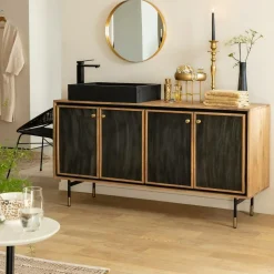 Made in Meubles Meuble Sous Vasque<Meuble sous vasque en bois de manguier Léandro