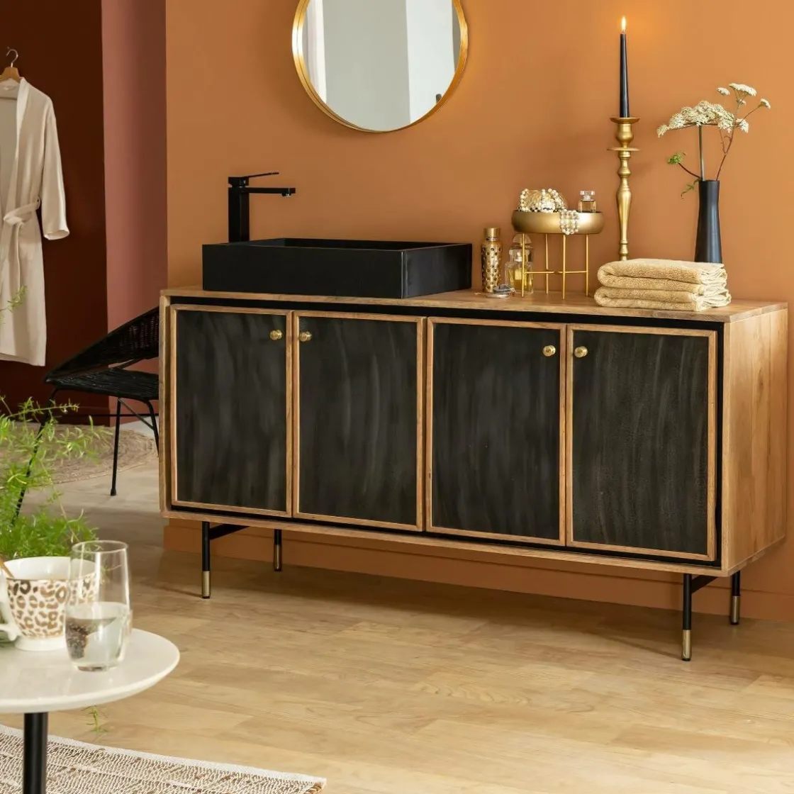 Made in Meubles Meuble Sous Vasque<Meuble sous vasque en bois de manguier Léandro