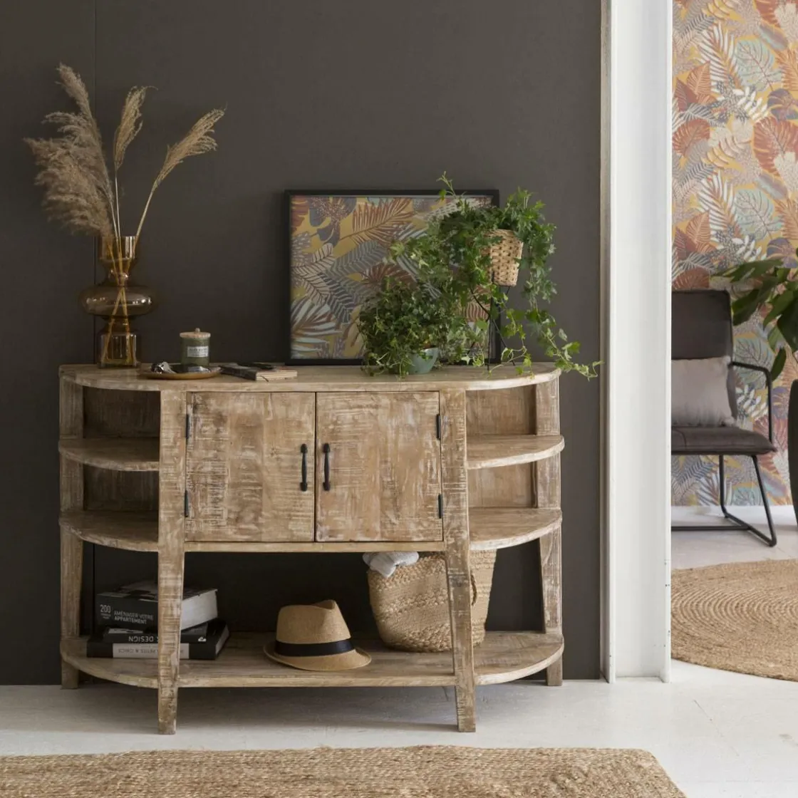 Made in Meubles Meuble Sous Vasque<Meuble sous vasque en bois de manguier blanchi Sienna