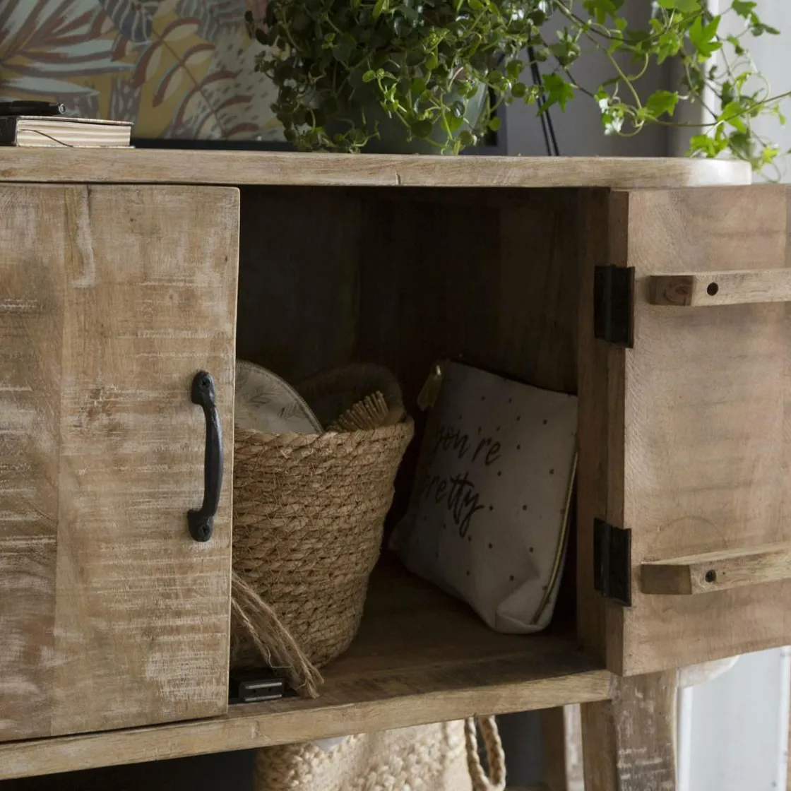Made in Meubles Meuble Sous Vasque<Meuble sous vasque en bois de manguier blanchi Sienna