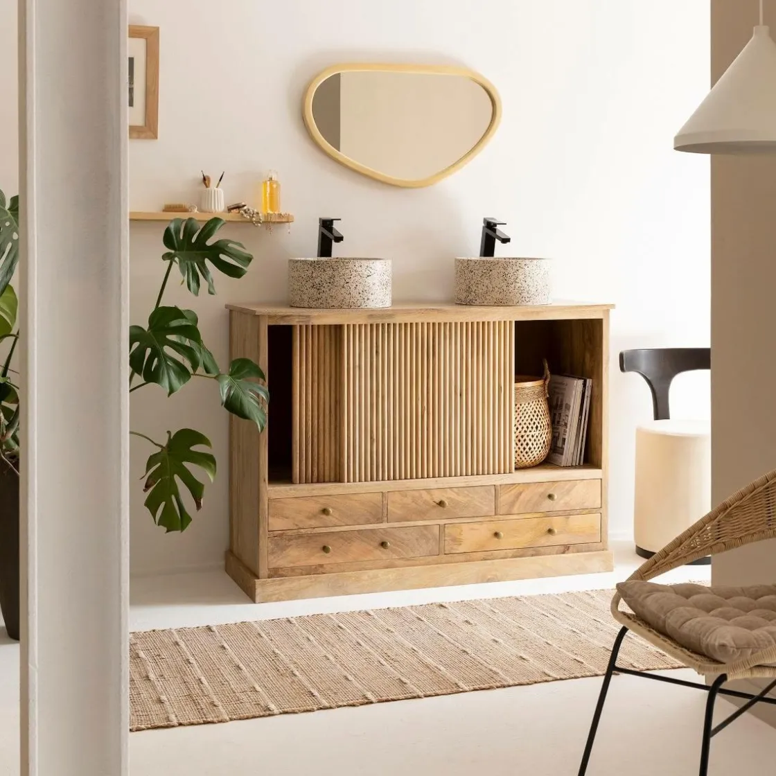 Made in Meubles Meuble Sous Vasque<Meuble sous vasque en bois de manguier Liora
