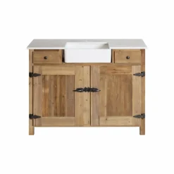 Made in Meubles Meuble Sous Vasque<Meuble sous vasque en bois recyclé et marbre Lizon