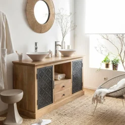 Made in Meubles Meuble Sous Vasque<Meuble sous vasque en bois de manguier Sahara