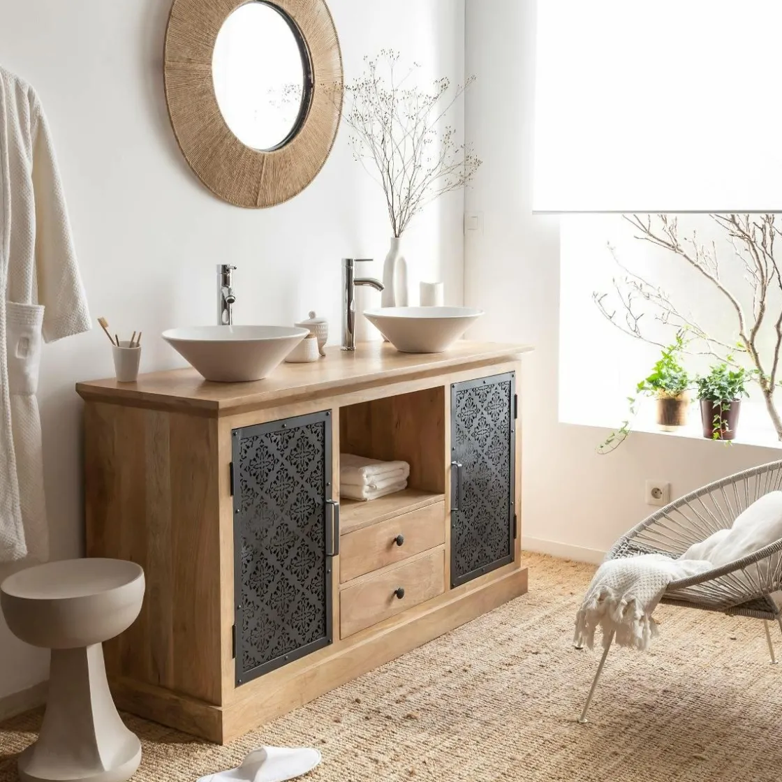 Made in Meubles Meuble Sous Vasque<Meuble sous vasque en bois de manguier Sahara