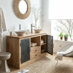 Made in Meubles Meuble Sous Vasque<Meuble sous vasque en bois de manguier Sahara