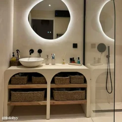 Made in Meubles Meuble Sous Vasque<Meuble sous vasque en bois effet béton et bois d'acacia Dalva