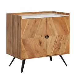 Made in Meubles Meuble Sous Vasque<Meuble sous vasque en bois d'acacia et marbre Aloé