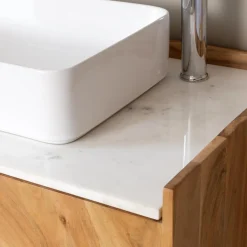 Made in Meubles Meuble Sous Vasque<Meuble sous vasque en bois d'acacia et marbre Aloé