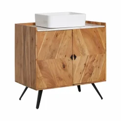 Made in Meubles Meuble Sous Vasque<Meuble sous vasque en bois d'acacia et marbre Aloé