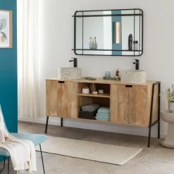 Made in Meubles Meuble Sous Vasque<Meuble sous vasque en bois de manguier et métal Jeanne