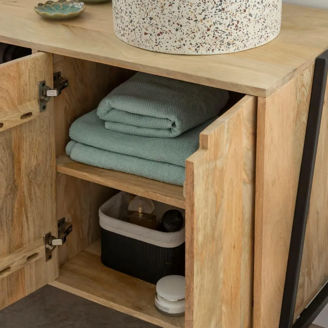 Made in Meubles Meuble Sous Vasque<Meuble sous vasque en bois de manguier et métal Jeanne