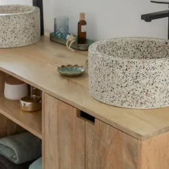 Made in Meubles Meuble Sous Vasque<Meuble sous vasque en bois de manguier et métal Jeanne