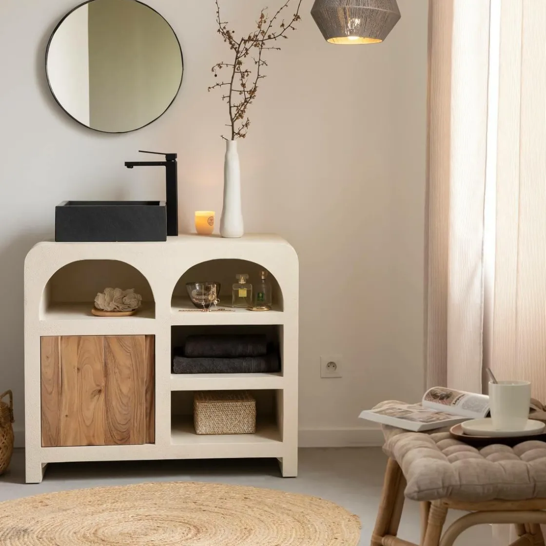 Made in Meubles Buffet|Meuble Sous Vasque<Meuble sous vasque en bois effet béton et bois d'acacia Dalva