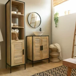 Made in Meubles Meuble Sous Vasque<Meuble sous vasque en bois de manguier et métal Coralie