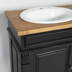 Made in Meubles Meuble Sous Vasque<Meuble sous vasque en pin massif noir 150 cm Manel