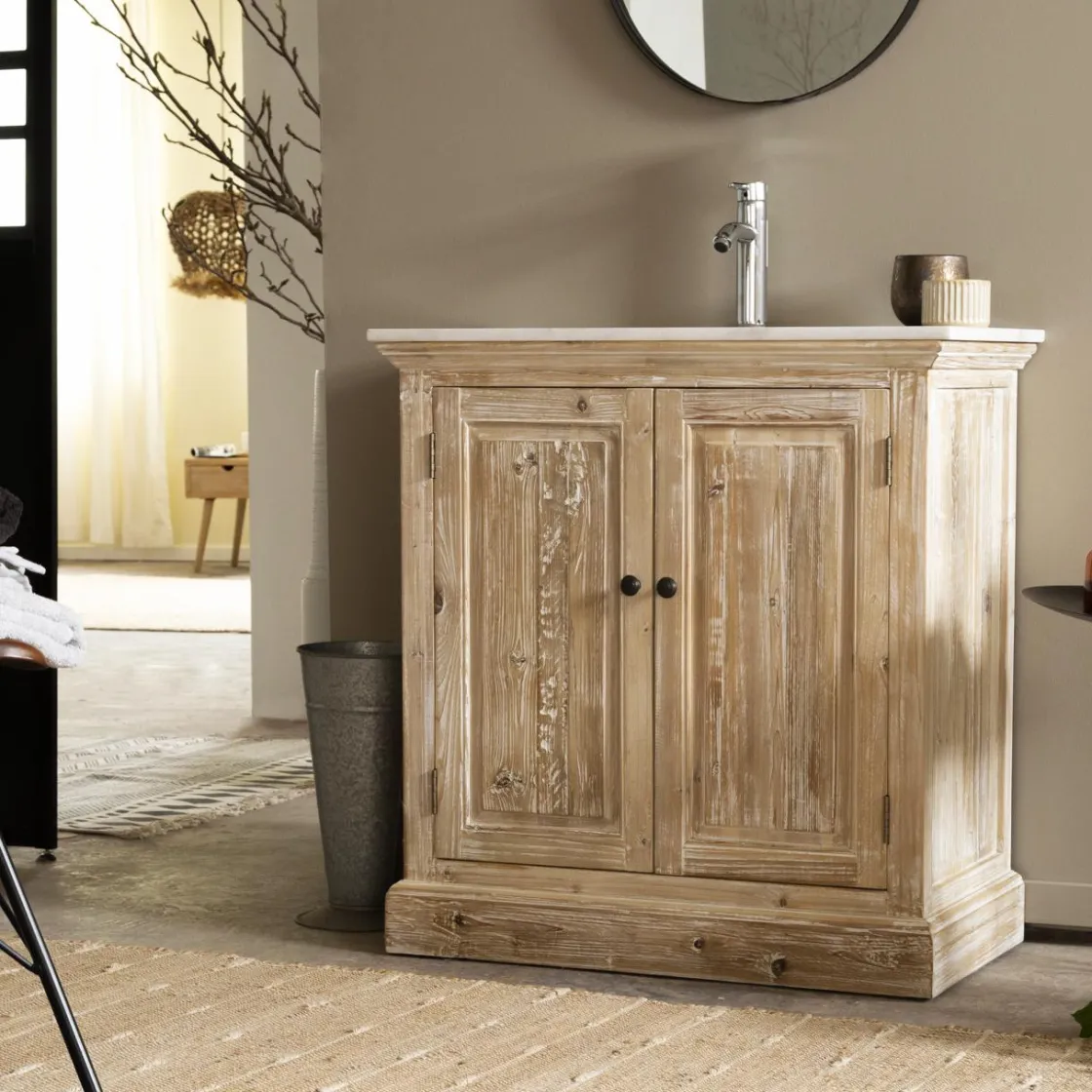 Made in Meubles Meuble Sous Vasque<Meuble sous vasque en pin recyclé blanchi Gemma