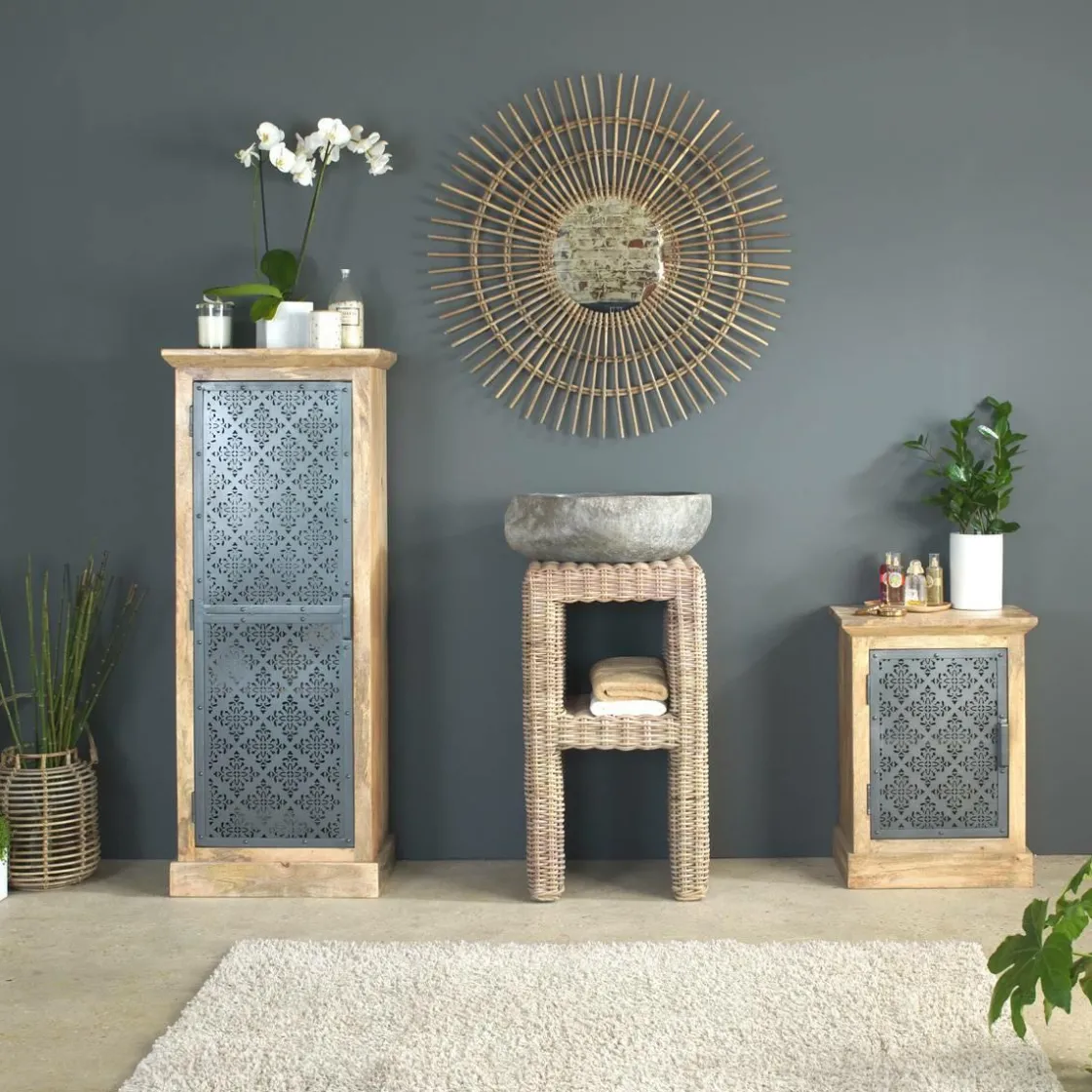 Made in Meubles Meuble Sous Vasque<Meuble sous vasque en rotin Rattan