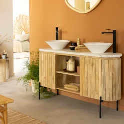 Made in Meubles Meuble Sous Vasque<Meuble sous vasque en terrazzo et bois de manguier Lou