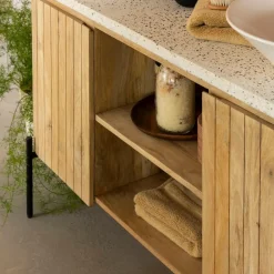 Made in Meubles Meuble Sous Vasque<Meuble sous vasque en terrazzo et bois de manguier Lou