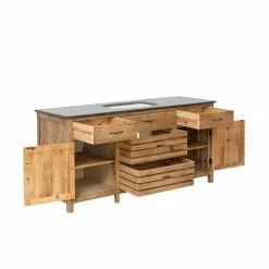 Made in Meubles Meuble Sous Vasque<Meuble sous vasque en vieux pin et pierre bleue Garance