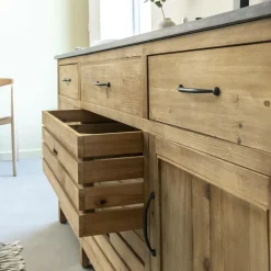 Made in Meubles Meuble Sous Vasque<Meuble sous vasque en vieux pin et pierre bleue Garance