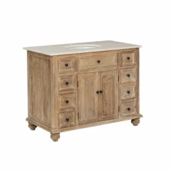 Made in Meubles Meuble Sous Vasque<Meuble sous vasque en vieux pin et marbre blanc Octavie