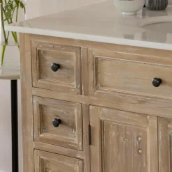 Made in Meubles Meuble Sous Vasque<Meuble sous vasque en vieux pin et marbre blanc Octavie