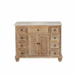 Made in Meubles Meuble Sous Vasque<Meuble sous vasque en vieux pin et marbre blanc Octavie