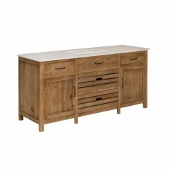 Made in Meubles Meuble Sous Vasque<Meuble sous vasque en vieux pin et marbre blanc Nils