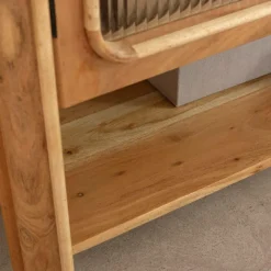 Made in Meubles Meuble Sous Vasque<Meuble sous vasque vitré en bois d'acacia et marbre Emyr