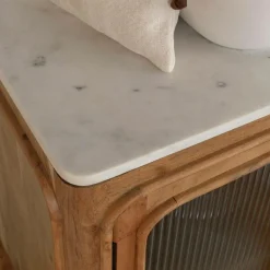 Made in Meubles Meuble Sous Vasque<Meuble sous vasque vitré en bois d'acacia et marbre Emyr