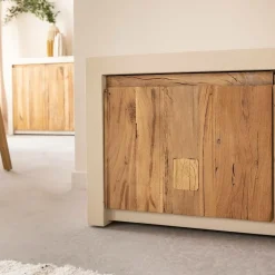 Made in Meubles Meuble Tv<Meuble TV 2 portes et 1 étagère en bois effet béton et bois recyclé Dalva