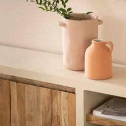 Made in Meubles Meuble Tv<Meuble TV 2 portes et 1 étagère en bois effet béton et bois recyclé Dalva