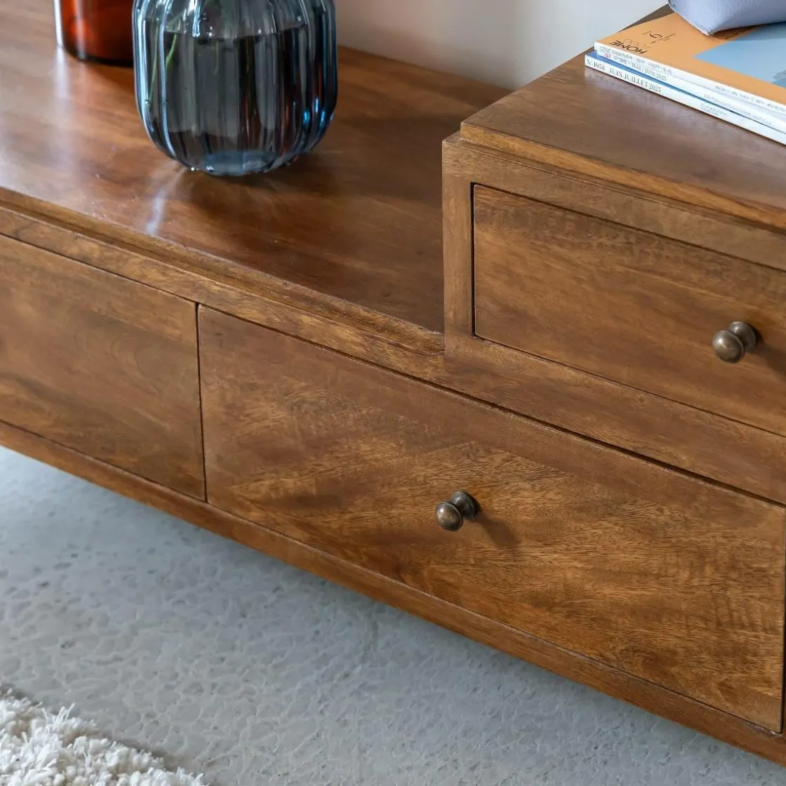 Made in Meubles Meuble Tv<Meuble TV 3 tiroirs en bois de manguier Remick