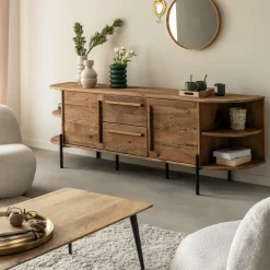 Made in Meubles Meuble Tv<Meuble TV arrondi en bois recyclé Blaise