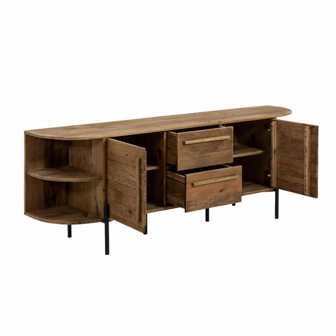 Made in Meubles Meuble Tv<Meuble TV arrondi en bois recyclé Blaise