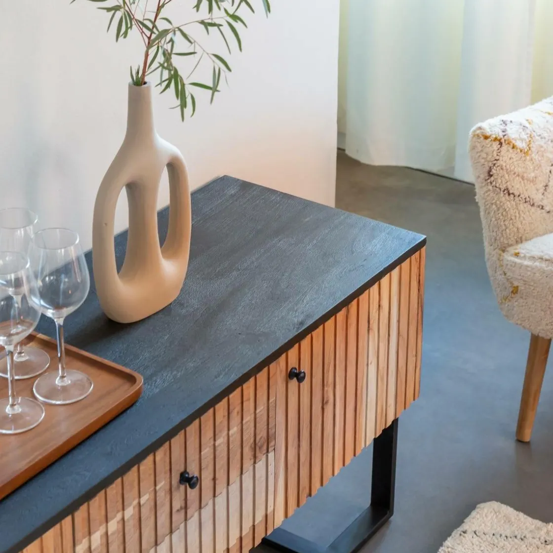 Made in Meubles Meuble Tv<Meuble TV en bois d'acacia et métal Pippa