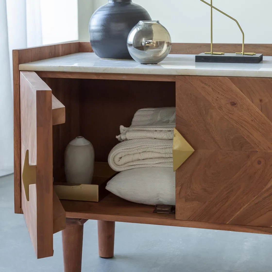 Made in Meubles Meuble Tv<Meuble TV en bois d'acacia Naxos