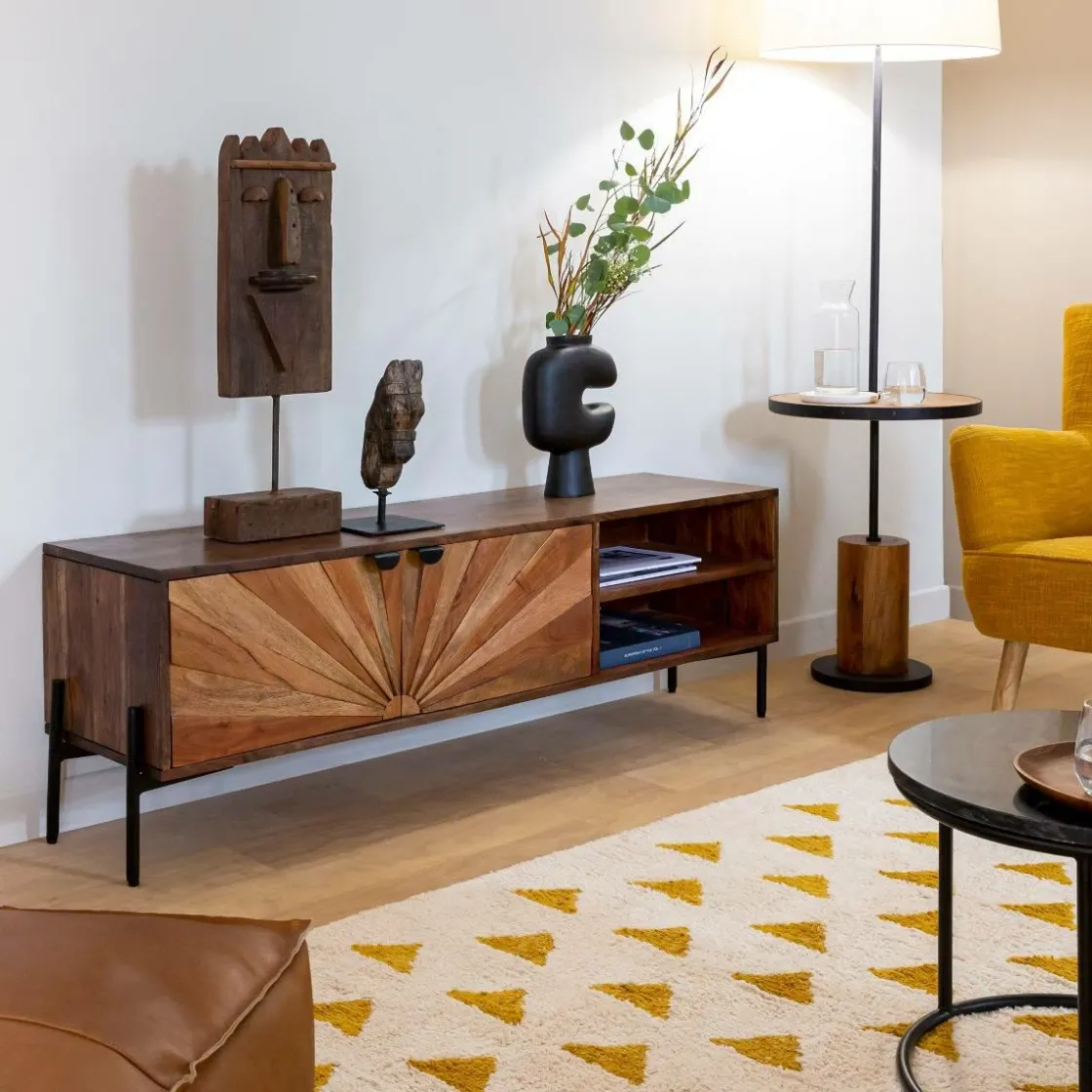 Made in Meubles Meuble Tv<Meuble TV en bois d'acacia Elvira