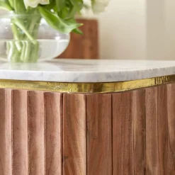 Made in Meubles Meuble Tv<Meuble tv en bois d'acacia et marbre blanc Judith