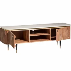 Made in Meubles Meuble Tv<Meuble tv en bois d'acacia et marbre blanc Judith