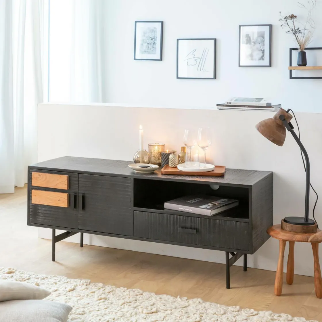 Made in Meubles Meuble Tv<Meuble TV en bois d'acacia Lupin