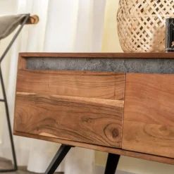 Made in Meubles Meuble Tv<Meuble TV en bois d'acacia et pierre Yvan