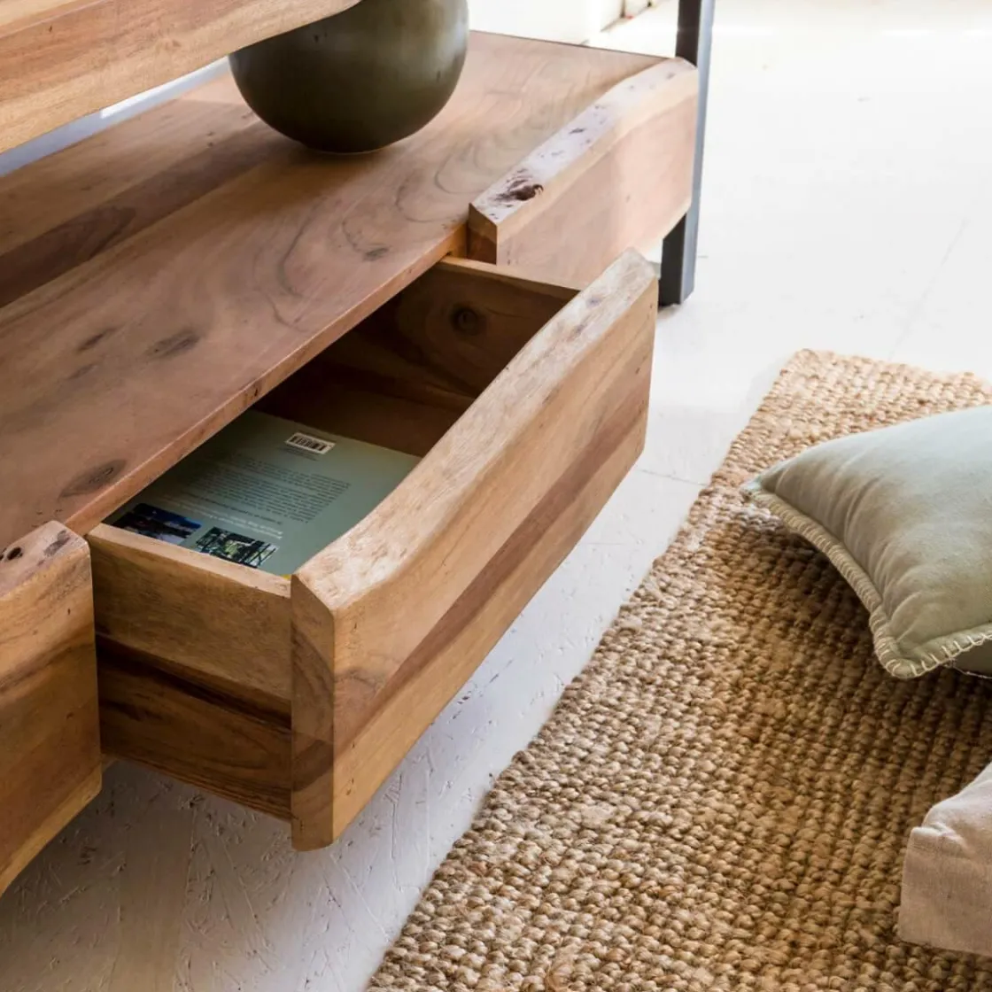 Made in Meubles Meuble Tv<Meuble TV en bois d'acacia 3 tiroirs Tree