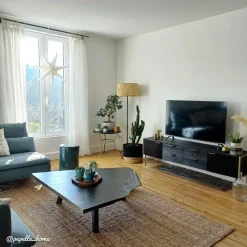 Made in Meubles Meuble Tv<Meuble TV en bois de manguier et métal doré Ange