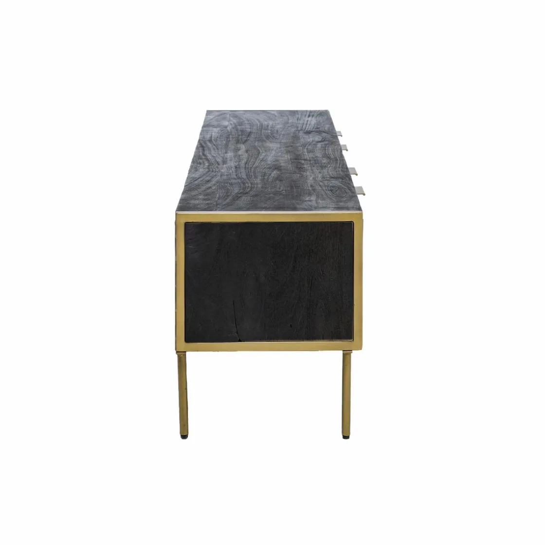 Made in Meubles Meuble Tv<Meuble TV en bois de manguier et métal doré Ange